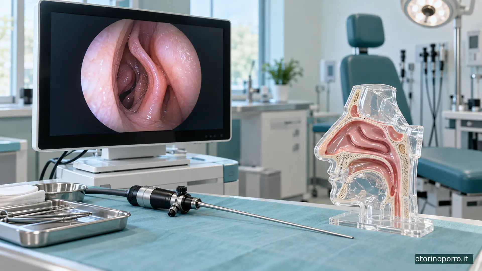 Endoscopia e modello anatomico delle cavità nasali