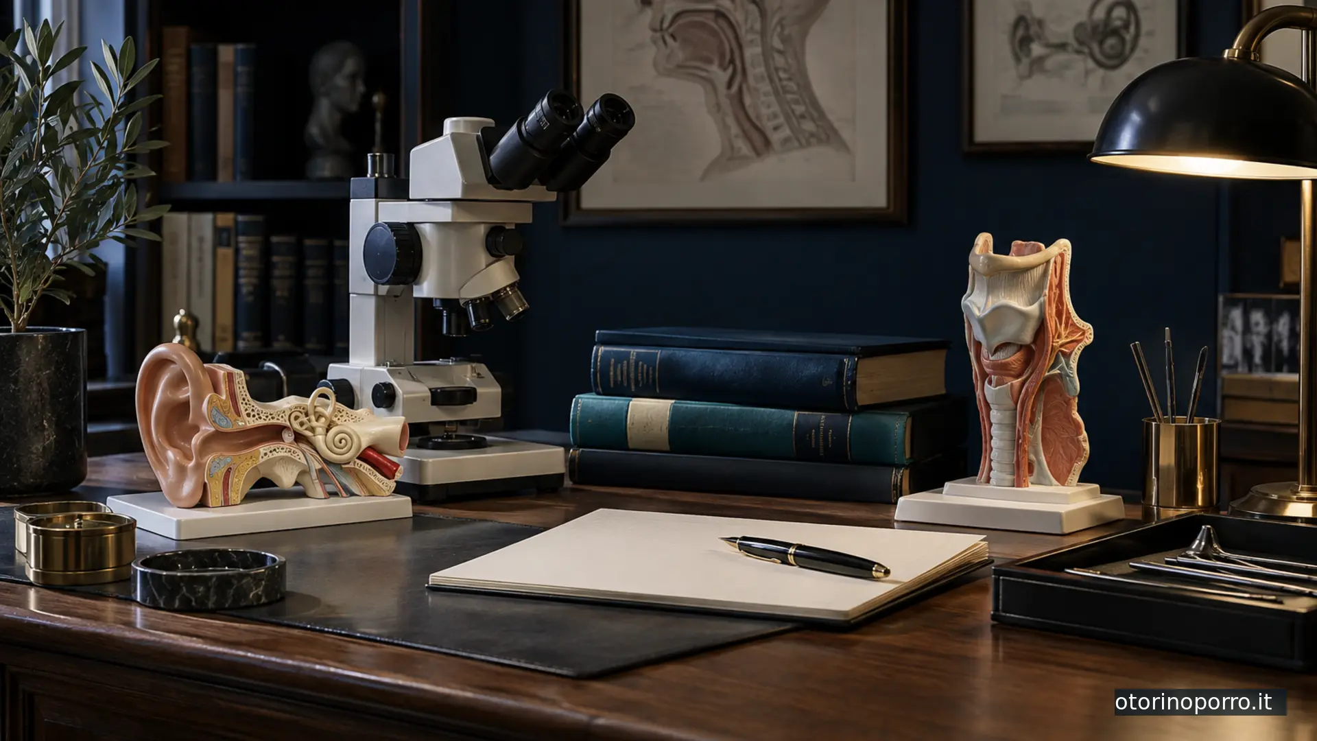 Microscopio, libri e modelli anatomici per la ricerca del Dott. Giuseppe Porro